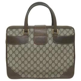 Gucci-GUCCI GG Canvas Hand Bag PVC Beige Brown Auth yk10285-Brown,Beige