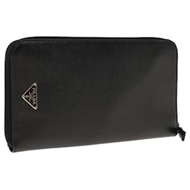Prada-PRADA Long Wallet Safiano leather Black Auth ac2653-Black