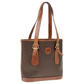 Céline-CELINE Macadam Canvas Shoulder Bag PVC Brown Auth yk10346-Brown