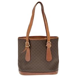 Céline-CELINE Macadam Canvas Shoulder Bag PVC Brown Auth yk10346-Brown