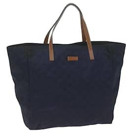 Gucci-GUCCI GG Canvas Tote Bag Navy 282439 Auth ac2645-Navy blue