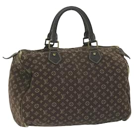 Louis Vuitton-LOUIS VUITTON Monograma Mini Lin Speedy 30 Bolsa Marrom Ebene M95224 LV Auth bs11754-Marrom,Damier ebene