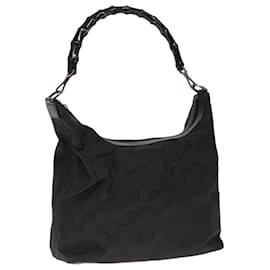 Gucci-GUCCI Bamboo GG Canvas Shoulder Bag Black 000 0833 Auth yk10351-Black