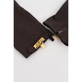 Hermès-guanti di pelle-Marrone