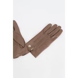 Hermès-guantes de cuero-Castaño