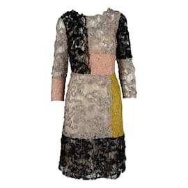 Moschino-Vestido de encaje con bloques de color barato y elegante de Moschino-Multicolor