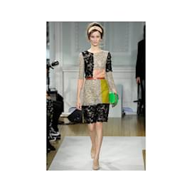Moschino-Vestido de encaje con bloques de color barato y elegante de Moschino-Multicolor
