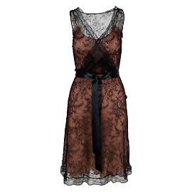 Moschino-Spitzenkleid mit rosa Leibchen Schwarz