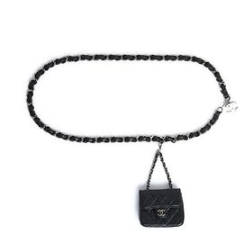 Borsa Chanel Classique sulla cintura Pelle Nera OS Argento