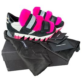Dolce & Gabbana Tênis Lapin em camurça e pele preto rosa Preto Rosa