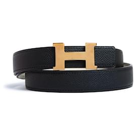 Hermès-Para compor Constance Rose Gold Leather Black Cream T80-Preto,Gold hardware