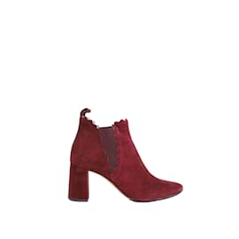 Chloé-Leather boots-Dark red