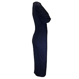 Prada-Prada Navy Blue 2018 Short Sleeved Jersey Midi Dress-Blue