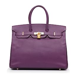 Hermès-HERMES HandbagsLeather-Purple