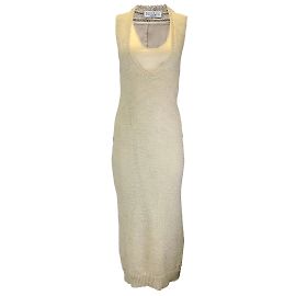 Brunello Cucinelli Abito lungo in maglia foderato in seta beige Beige