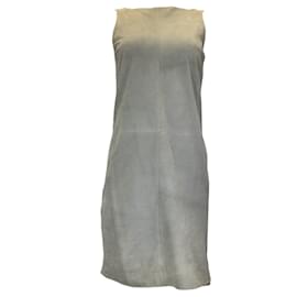 Fabiana Filippi-Fabiana Filippi Grey Sleeveless Suede Leather and Metallic Knit Dress-Grey