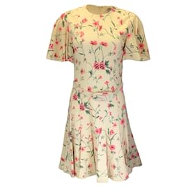 Michael Kors-Michael Kors Collection Nude / Rosewood Belted Floral Printed Crepe Dress-Beige