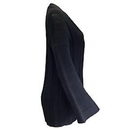 Brunello Cucinelli-Brunello Cucinelli Black Cotton and Linen Knit Cardigan Sweater-Black