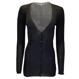 Gucci-Pull cardigan en tricot boutonné métallisé noir Gucci-Noir