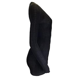 Gucci-Maglione cardigan in maglia abbottonato nero metallizzato Gucci-Nero