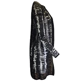 Akris-Akris - Pull cardigan noir en dentelle et maille transparente-Noir