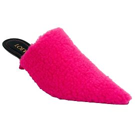 Loewe Neon Pink Fleece Pointy Mules Pink