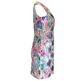 Marc Jacobs-Marc Jacobs Multicolored Sequined Floral Printed Sleeveless Linen Dress-Multiple colors