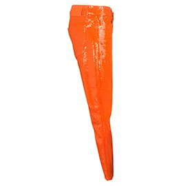 Ralph Lauren Collection-Ralph Lauren Collection Pantalon orange à cinq poches à sequins-Orange