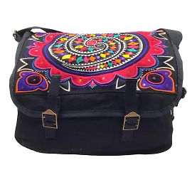 Borsa a tracolla Messenger in tela multiricamata nera John Galliano Nero