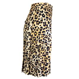 Moschino-Moschino Bronceado / Falda de crepé con estampado de leopardo negra-Camello