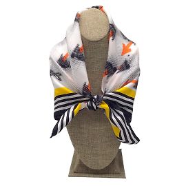 Prada branco / amarelo / laranja / Cor preta 2015 Lenço de seda quadrado com estampa de flecha de coelho Multicor