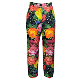 Dolce & Gabbana-Dolce & Gabbana Black Multi Bouquet Print Silk Mikado Pants-Multiple colors