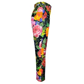 Dolce & Gabbana-Dolce & Gabbana Black Multi Bouquet Print Silk Mikado Pants-Multiple colors