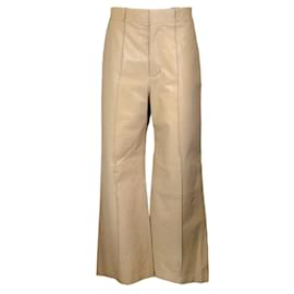 Marni-Marni Oro Pálido 2020 Pantalones acampanados de piel de cordero con pernera ancha-Beige