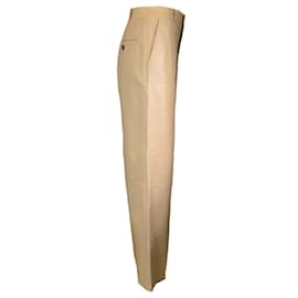 Marni-Marni Pale Gold 2020 Flared Wide Leg Lambskin Leather Pants-Beige