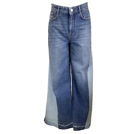 Stella Mc Cartney Jeans in denim a gamba larga foderati nei toni del blu vintage foderati di Stella McCartney Blu