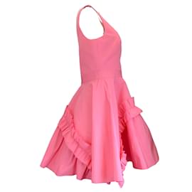 Alexander Mcqueen-Alexander McQueen Pink Ruffled Sleeveless Flared Mini Dress-Pink
