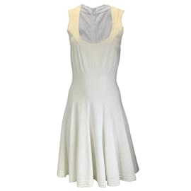 Alaïa-Alaia White Sleeveless Scoop Neck Flared Knit Dress-White