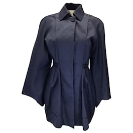 Stella Mc Cartney-Stella McCartney Trench-coat en coton et soie bleu marine-Bleu