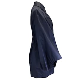 Stella Mc Cartney-Stella McCartney Trench-coat en coton et soie bleu marine-Bleu