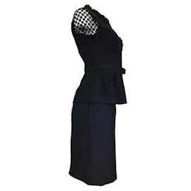 Moschino-Cheap and Chic by Moschino Conjunto de falda de crepé con cinturón y detalle de encaje negro-Negro