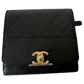 Chanel-Chanel Timeless Wallet-Preto,Castanho escuro
