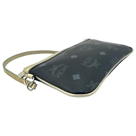 MCM-MCM Etui Pochette Mini Bag Sac cosmétique Petit sac métallisé noir argent-Noir