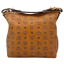 MCM-MCM Studded Shoulder Bag Cognac Rivets Shoulder Bag Handbag Bag-Cognac