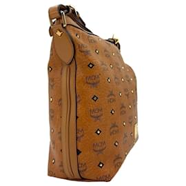 MCM-MCM Studded Shoulder Bag Cognac Rivets Shoulder Bag Handbag Bag-Cognac