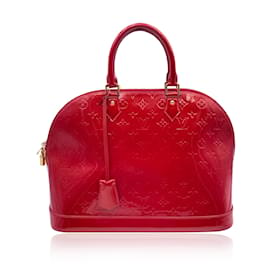 Louis Vuitton-Rote Pomme D'Amour-Monogramm-Vernis-Alma-GM-Tasche-Rot