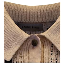 Anine Bing-Anine Bing Alexis Buttoned Sweater in Beige Cotton-Other