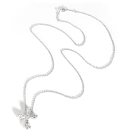 Tiffany & Co-TIFFANY & CO. Elsa Peretti Cross Pendant in  Platinum 0.25 ctw-Silvery,Metallic
