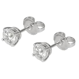Tiffany & Co-TIFFANY & CO. Diamond Collection Stud Earrings in Platinum I VS1 0.94 ctw-Silvery,Metallic