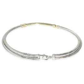 David Yurman-David Yurman Metro Cable Halskette, 14K Gelbgold/Sterlingsilber 1/4 ctw-Silber,Metallisch